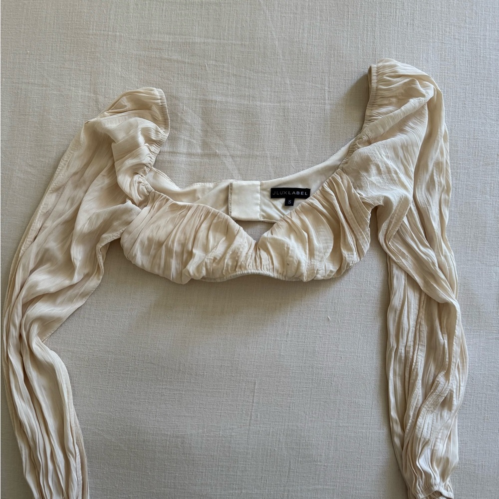 JLUXLABEL Cream Ruched Blouse